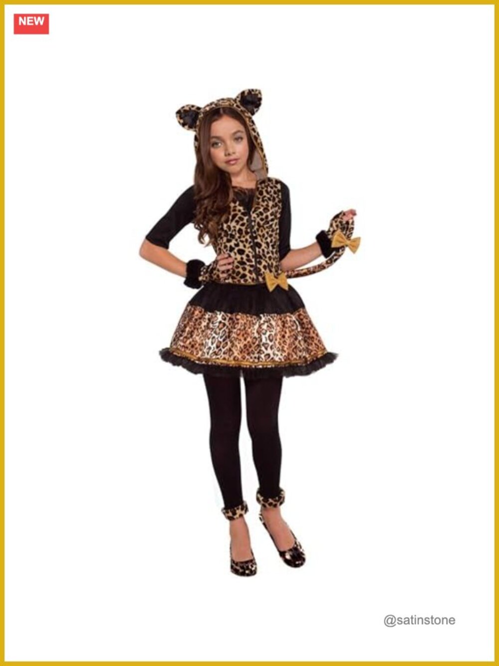 Cheetah Costume for Girls Leopard Halloween Dress Furry Gloves Tail